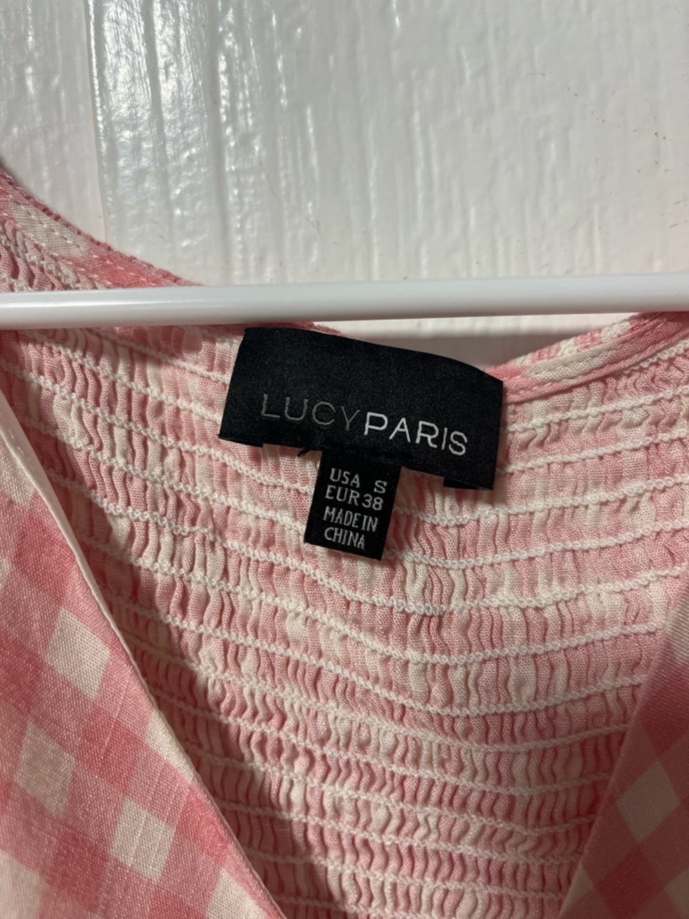 Lucy Paris Cutout Flutter Sleeve Pink & White Gingham Dress size small - Picture 5 of 10